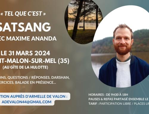 “Tel que c’est” -Satsang avec Maxime Ananda – 31 mars 2024 – Gîte La Hulotte en Brocéliande